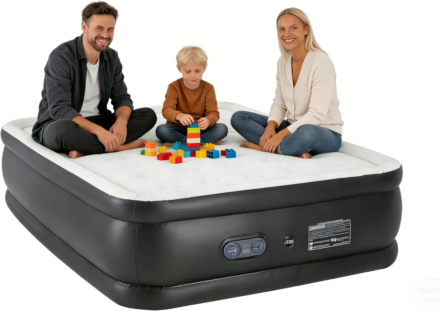 Simple Deluxe Twin & Queen Size Air Mattress with Built-in Electric Pump - Quick Inflation, 16" & 18" Tall Waterproof Foldable Airbed with Carrying Bag for Home Guests, Travel & Outdoor Use