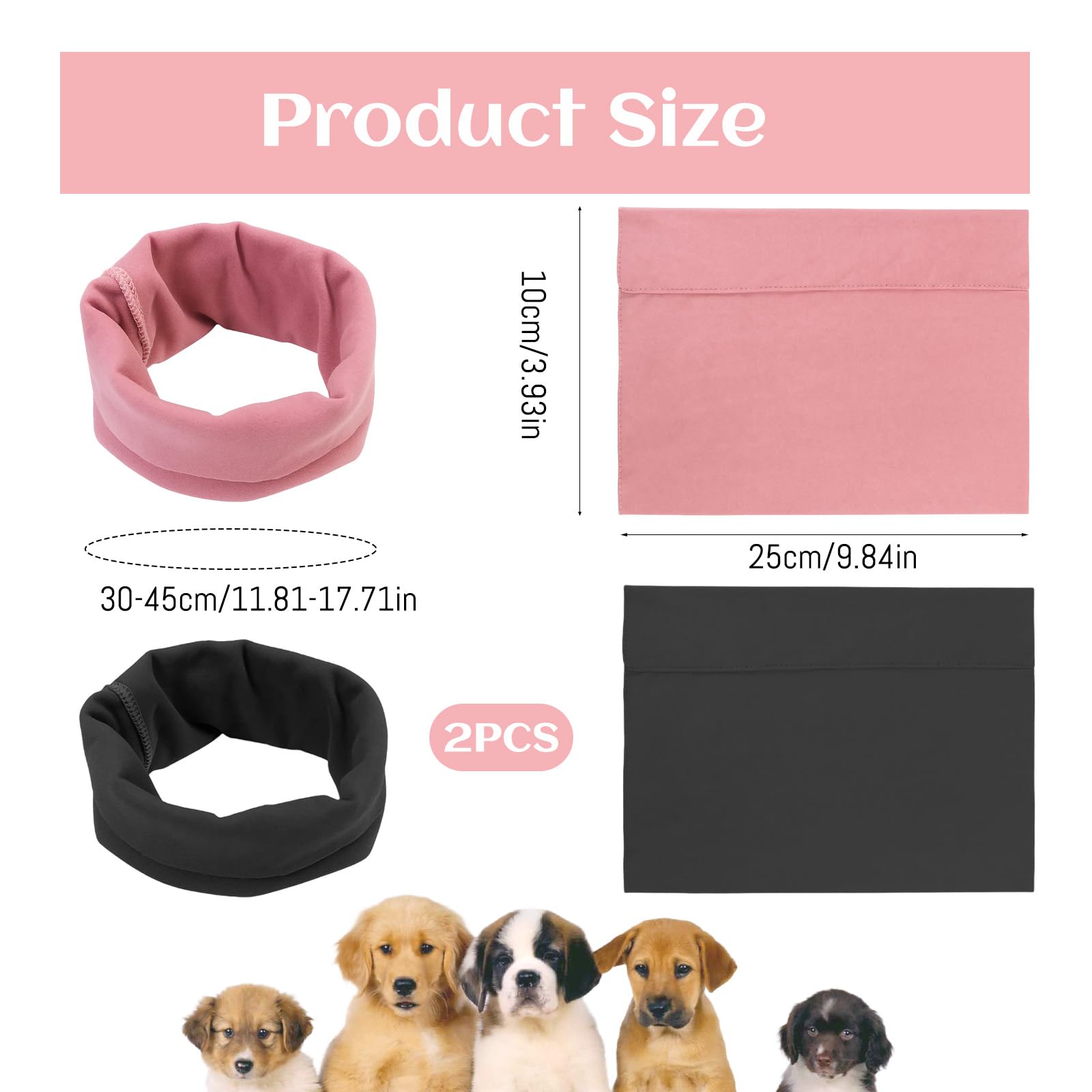 2 Pcs Dog Ear Defenders, Dog Ear Muffs Noise Protection, Anxiety Relief Protector, Winter Neck Warm Ski Mask (Pink, Black) - Image 2