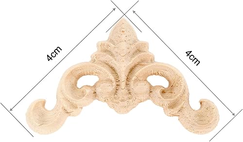 Miniatura 3 de 8 marcos de apliques para muebles para el hogar, 4x4cm1.57"x1.57", calcomanía de esquina para tallado en madera sin pintar, gabinete puerta pared