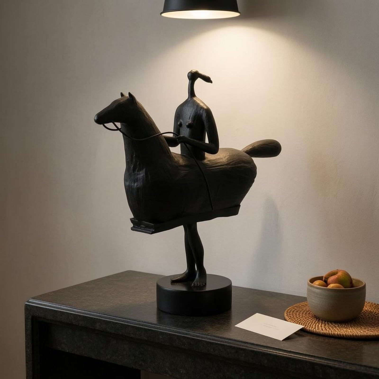 Figurine Cheval et Chevalier Métal Figurine Cheval Grande Taille Article Décoratif pour Maison, Noir