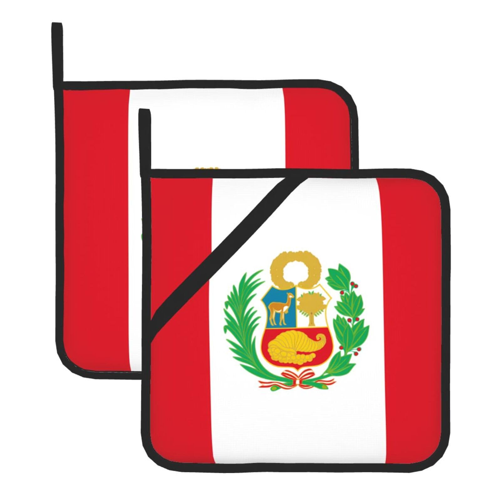 Flag of Peru Square Heat Resistant Trivet Set Thick and Durable for Baking Barbecue Cookware Oven