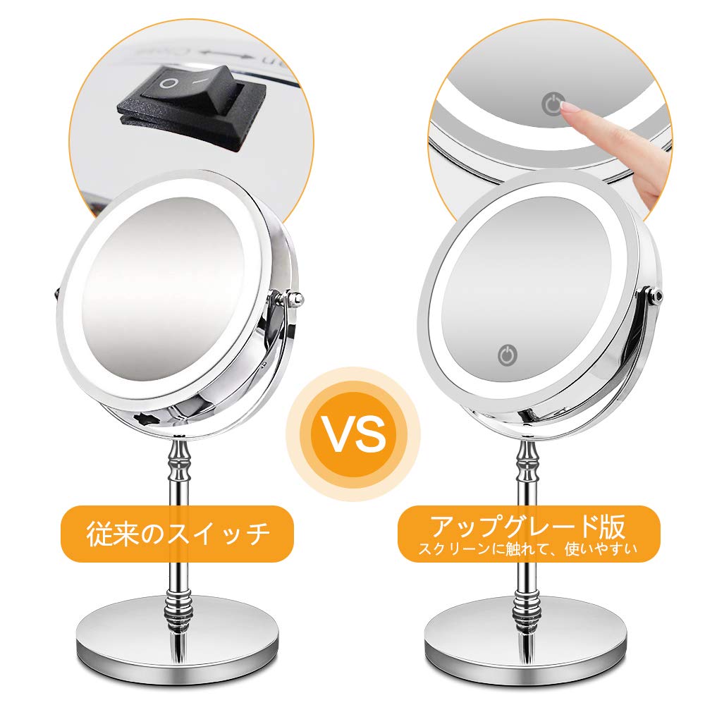 Amazon | AMZTOLIFE 化粧鏡 10倍 拡大鏡 付き led ミラー LED 両面 鏡