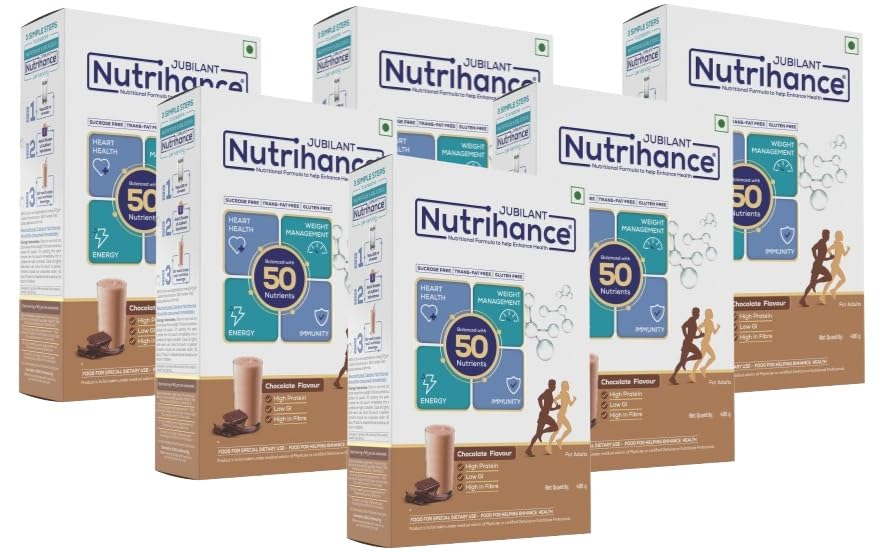 Image of Complete Nutritional Drink In Chocolate Flavour 50 Vital Nutrients | Promotes Heart Health Immunity Building Weight Management Energy Booster (400 Gm) X Pack Of 6
