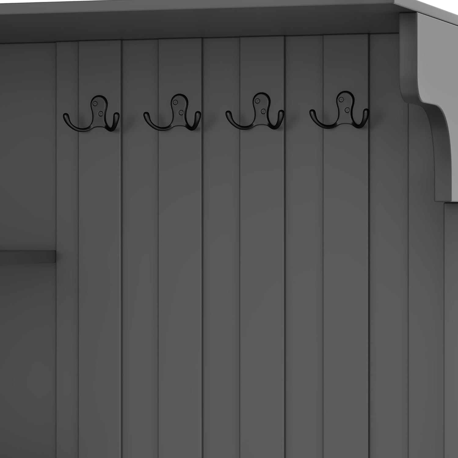 Entryway Hall Tree with Bench and Shoe Storage, Multifunctional Left-Right Combination Hall Cabinet with Storage Shelves, Coat Rack & Cabinet for Living Room, Black