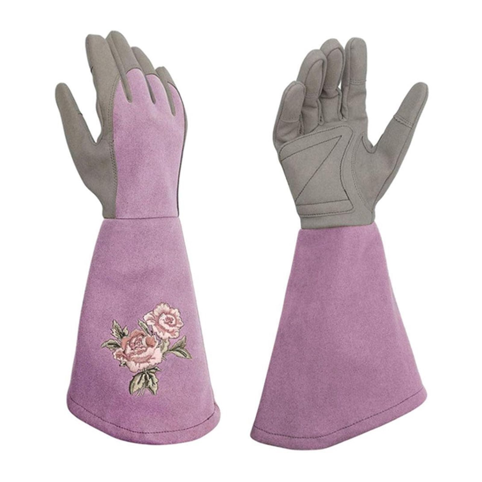 1 par de guantes jardinería cuero resistentes for jardineros Para La Jardinería De Exterior(Violet S)