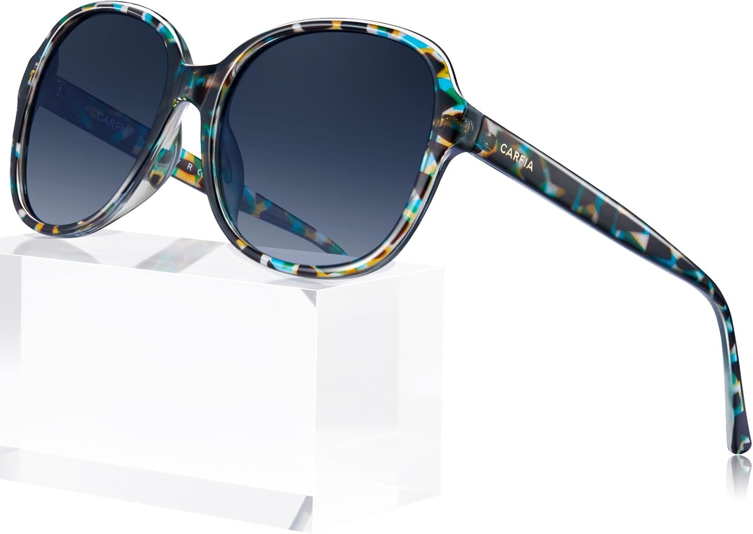 CARFIA Acetate Oversized Square Polarized Sunglasses for Women UV Protection Retro Trendy Big Shades