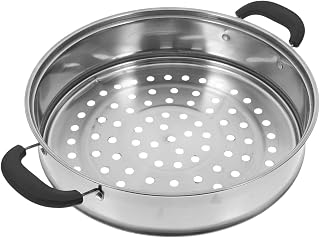 Stainless Steel Steamer Basket Insert for Pot with Handle, Kitchen Steaming Basket for Ingredients and Steamed Buns, Sturdy Silver Food Steamer Tray