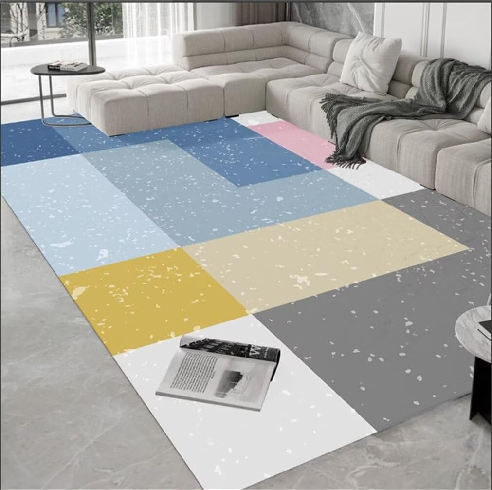 Tapis pour chambre ado fille bleu lavable pour créer un coin détente cosy