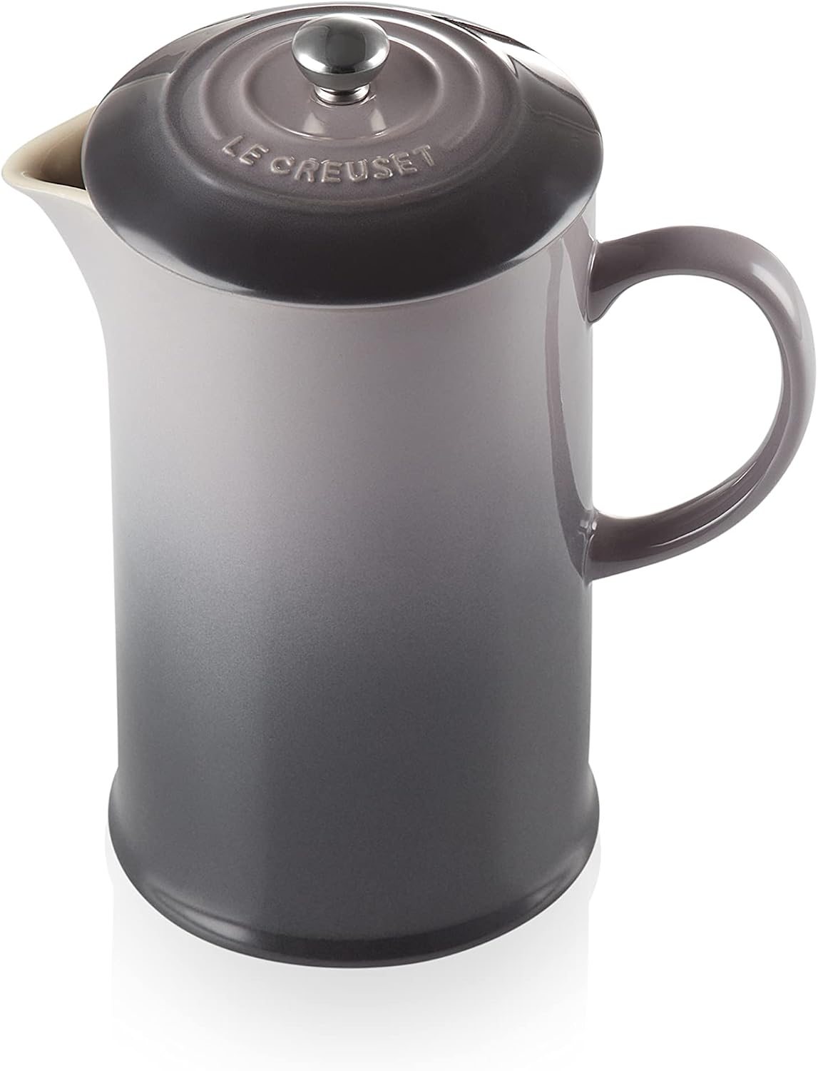 Le Creuset Stoneware Cafetière French Press with Stainless Steel Plunger, 1 Litre, Serves 3-4 Cups, Flint, 91028200444000
