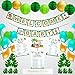 Jungle Theme Safari Gender Neutral Baby Shower Decorations with Bonus Baby Shower Games, Cake Topper, Tropical Leaves