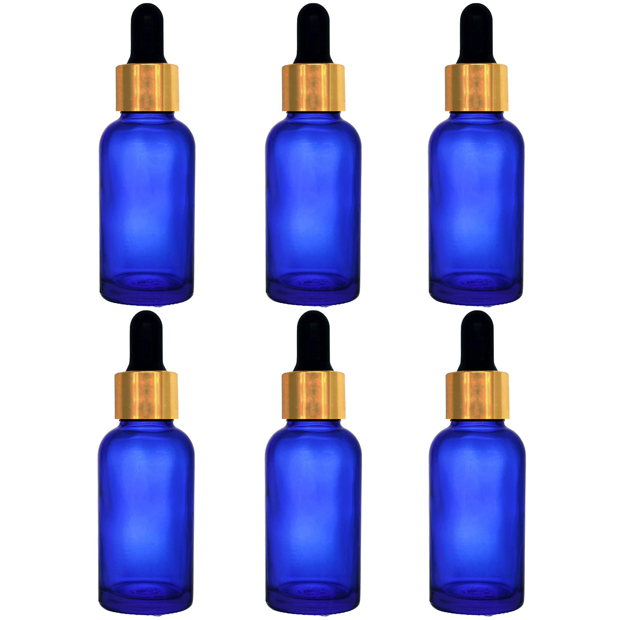 Multipurpose Blue Color Round Glass Bottle, 30 ml with Golden Black Glass Dropper (Pack of 6), for Beauty, Essential Oils, Blends, Skin Care, Travel, Toners, Cosmetic & DIY-image-49