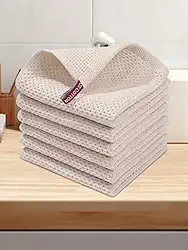 Panos de prato de cozinha 100% algodão, tecido waffle, pacote com 6, panos de prato ultra macios e absorventes de secagem rápida, 30 x 30 cm, panos de prato para secar pratos e uso diário na cozinha