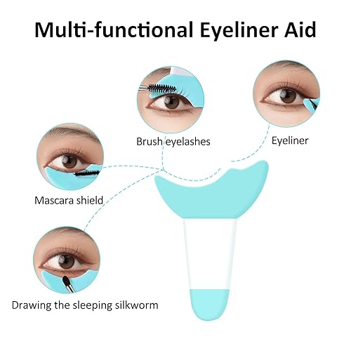 Miniatura 5 de Ponhey 4 plantillas de silicona para delineador de ojos reutilizables con punta alada, herramienta de ayuda para delineador de ojos, plantilla de
