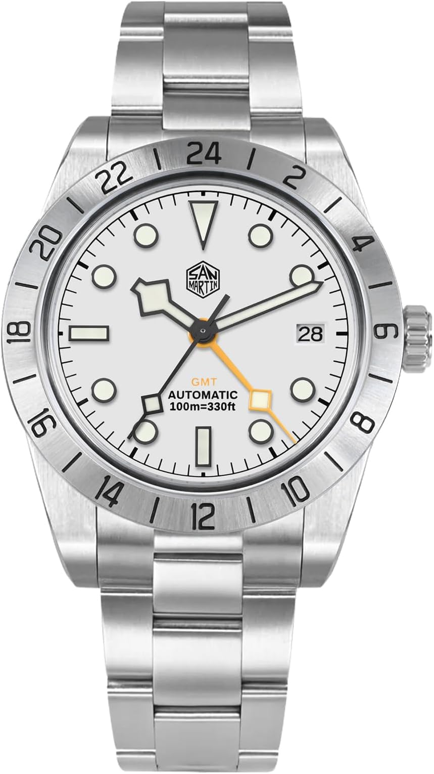 San Martin Mens Watch - SN054GE 39mm BB Automatic Dive Watch NH34 GMT Watches for Men Sapphire AR Coating 10Bar Waterproof