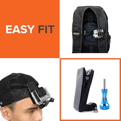 Miniatura 6 de MiPremium Mochila Correa Clip Mount para GoPro Hero 13 12 11 10 9 8 7 6 5 4 3+ Sesión Negro Plata XIAOYI 4K SJCAM Yi Cámara de Acción Deportiva