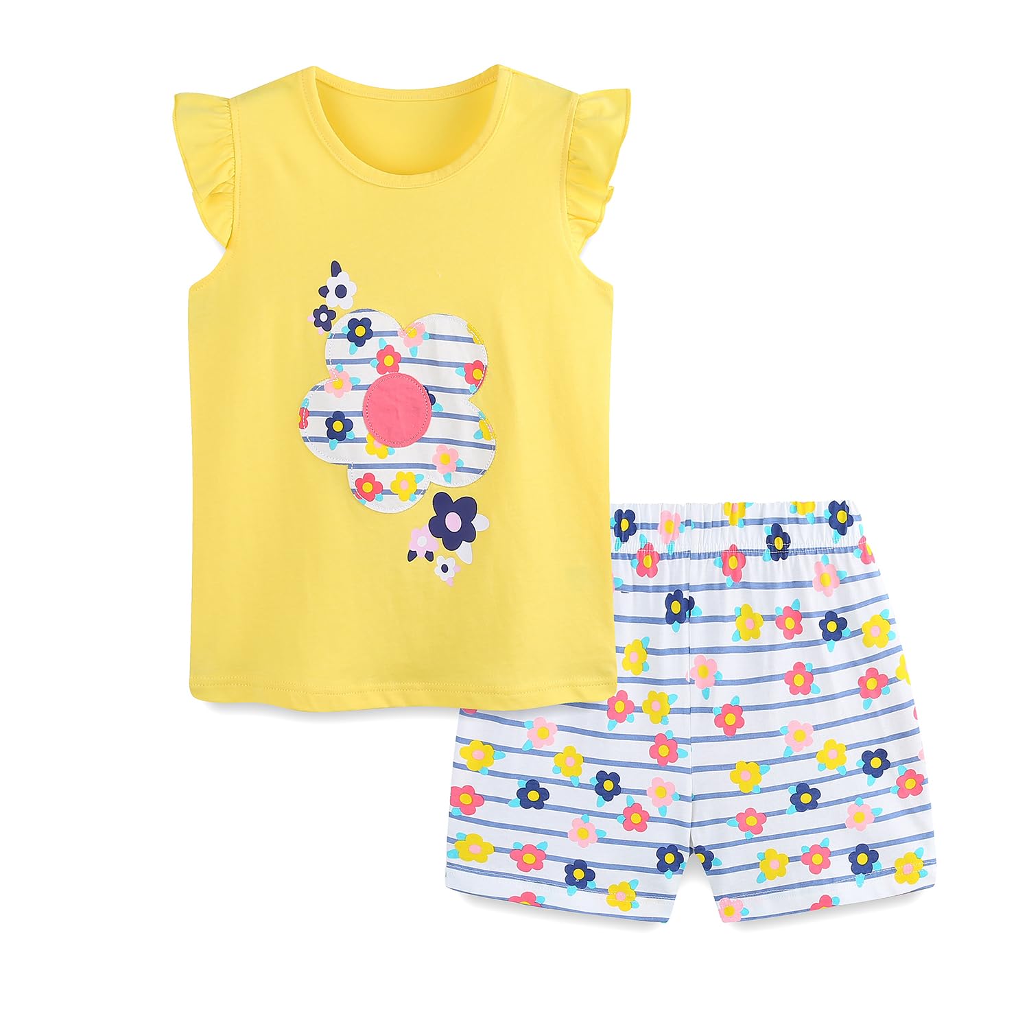 Girls Shorts Set Outfits for Toddler Girls T-shirts Clothing Sets Kids Summer Graphic Cotton Tops Tees 3-7 Years