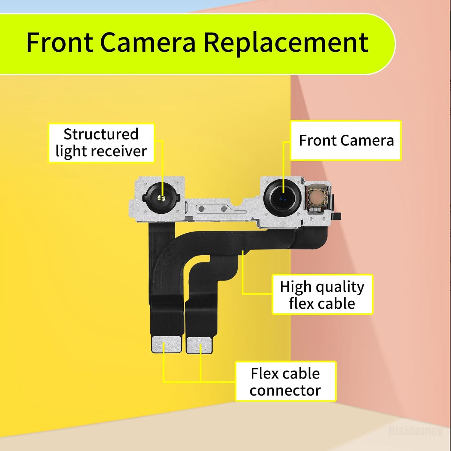 Front Camera Replacement for iPhone 12 Pro Max 12MP | Facing Lens Module Flex Cable with Structured Light Receiver Replace Transmitter Sensor Connector for 12Promax