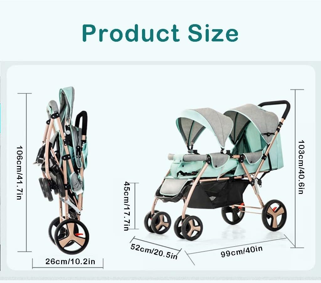 EYPKPL Poussette Portable Poussettes Tandem réglables Chariot Pliant Sit Lie Poussette Double détachable pour bébé garçons et Filles