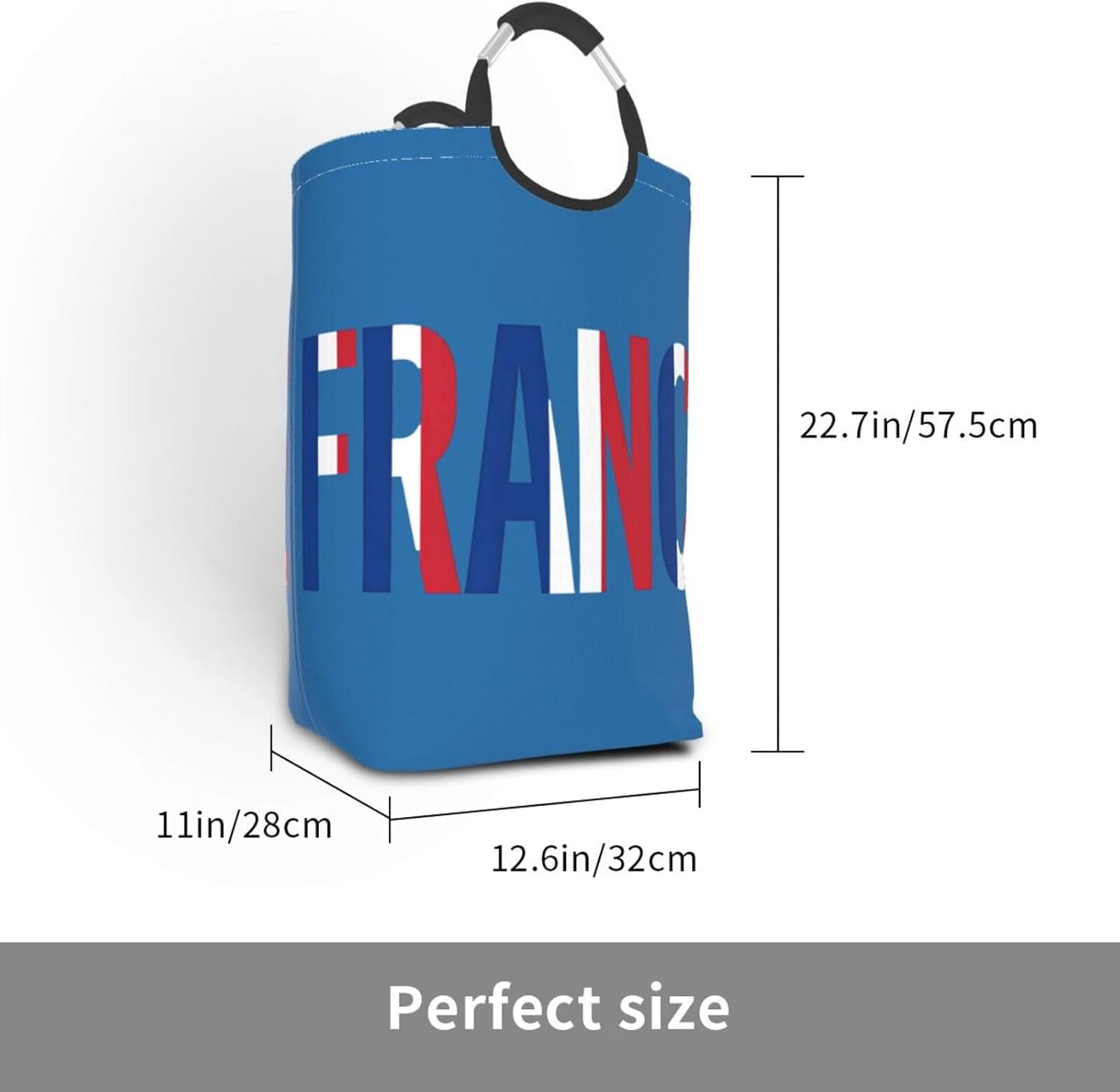 Foldable Square Laundry Storage Bag 50l - Waterproof Oxford Cloth, Pe Base, Aluminum Handles, All-Over Print France Pride