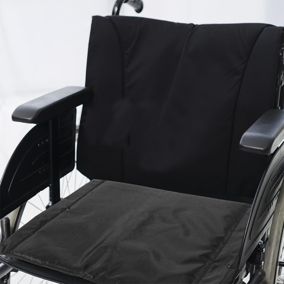 Mikinona Asiento de Repuesto de Tela Oxford Negra 2 Cojines para Silla de Ruedas Transpirables y Prácticos para Accesorios de Sillas de Ruedas