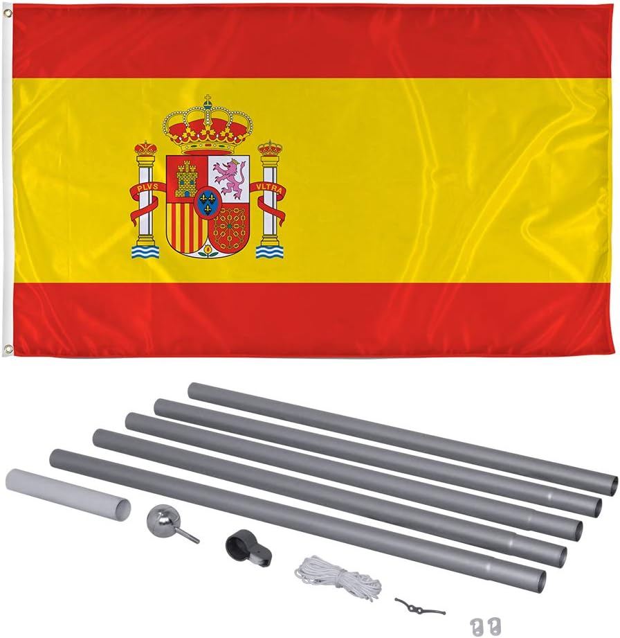 Vispronet 3ft x 5ft Spain Flag – Indoor/Outdoor Country Flag Decorations – Spanish Flag for Yard or Lawn – Weather-Resistant Knitted Polyester – Printed in the USA – Flag Only