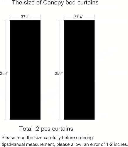 Miniatura 10 de Akiky Cortinas de dosel para cama, toldos negros transparentes, cenefa, 1 panel de toldo, tamaño King, bufanda, cenefa para decoración del hogar