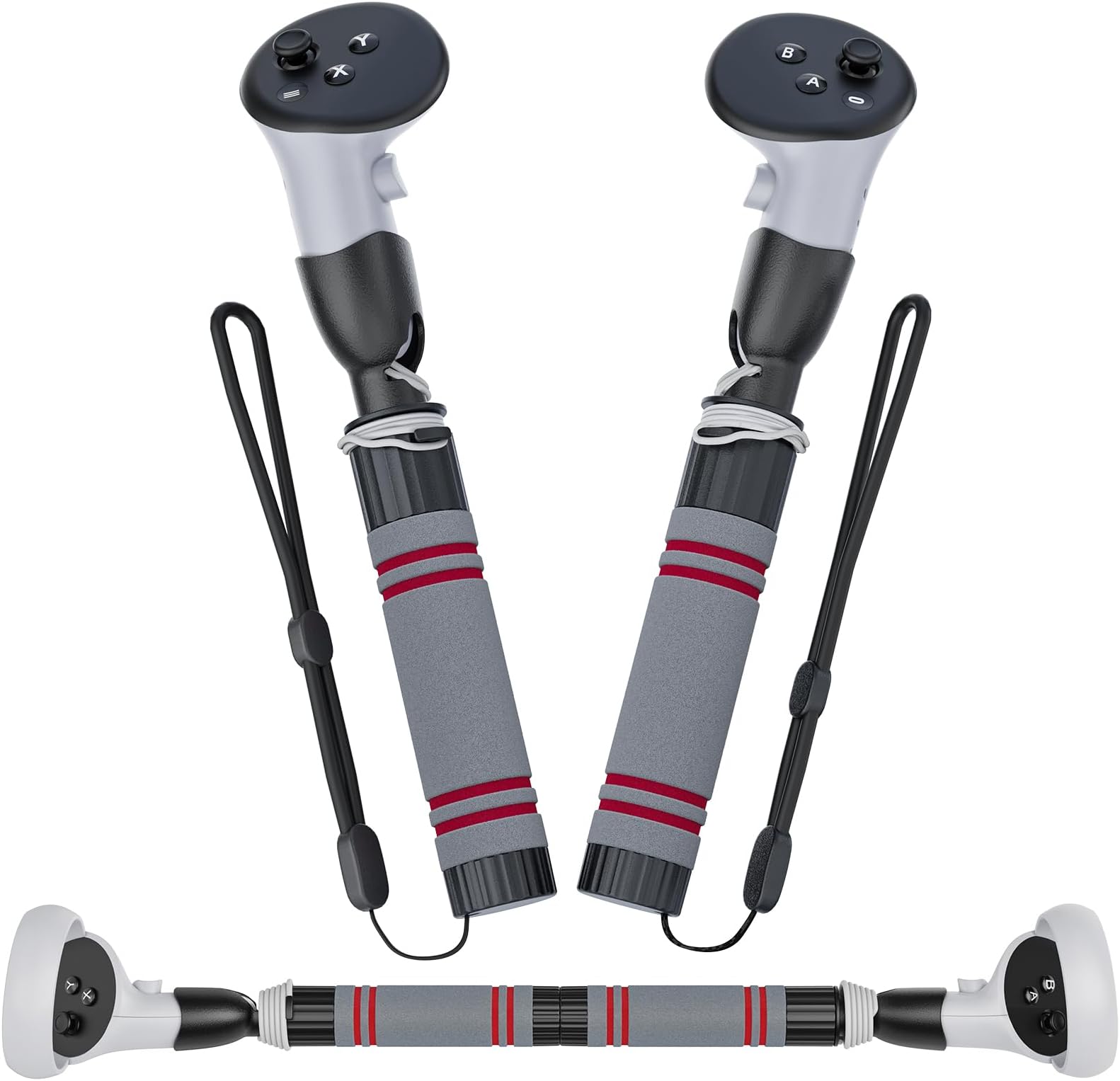 TanReginal VR Game Handle Accessories for Meta Quest 3/2/Pro Controllers, Dual Handles Extension Grips for Oculus Quest 3/2/Pro, VR Gorilla Tag Long Arms/Stick Extension Grips for Beat Saber Golf Club