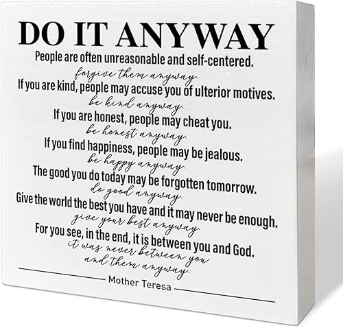 Caja de madera para oficina en casa, decoración de escritorio con citas inspiradoras para mujeres, hombres, estudiantes, terapeuta, oficina, aula,