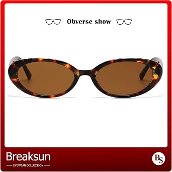 Breaksun Retro Oval Sunglasses for Women Men Fashion Small Oval Sunglasses 90s Vintage Shades