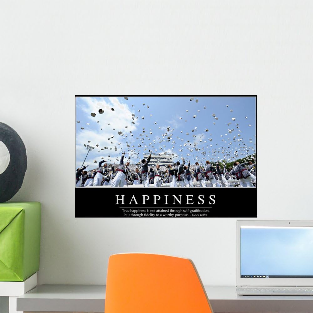 Happiness Inspirational Quote and Wall Mural by Wallmonkeys Peel and Stick Graphic (18 in W x 12 in H) WM148488