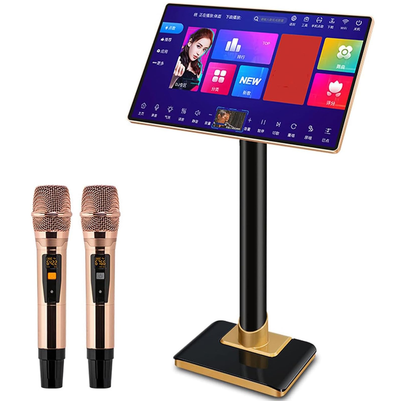 Máquina De Karaoke para Adultos,Máquina De Karaoke Todo En Uno con Pantalla De Letras Y 2 Micrófonos Inalámbricos,Pantalla Táctil Capacitiva De Alta Definición 4k,20 Idiomas,21.5inch-3TB