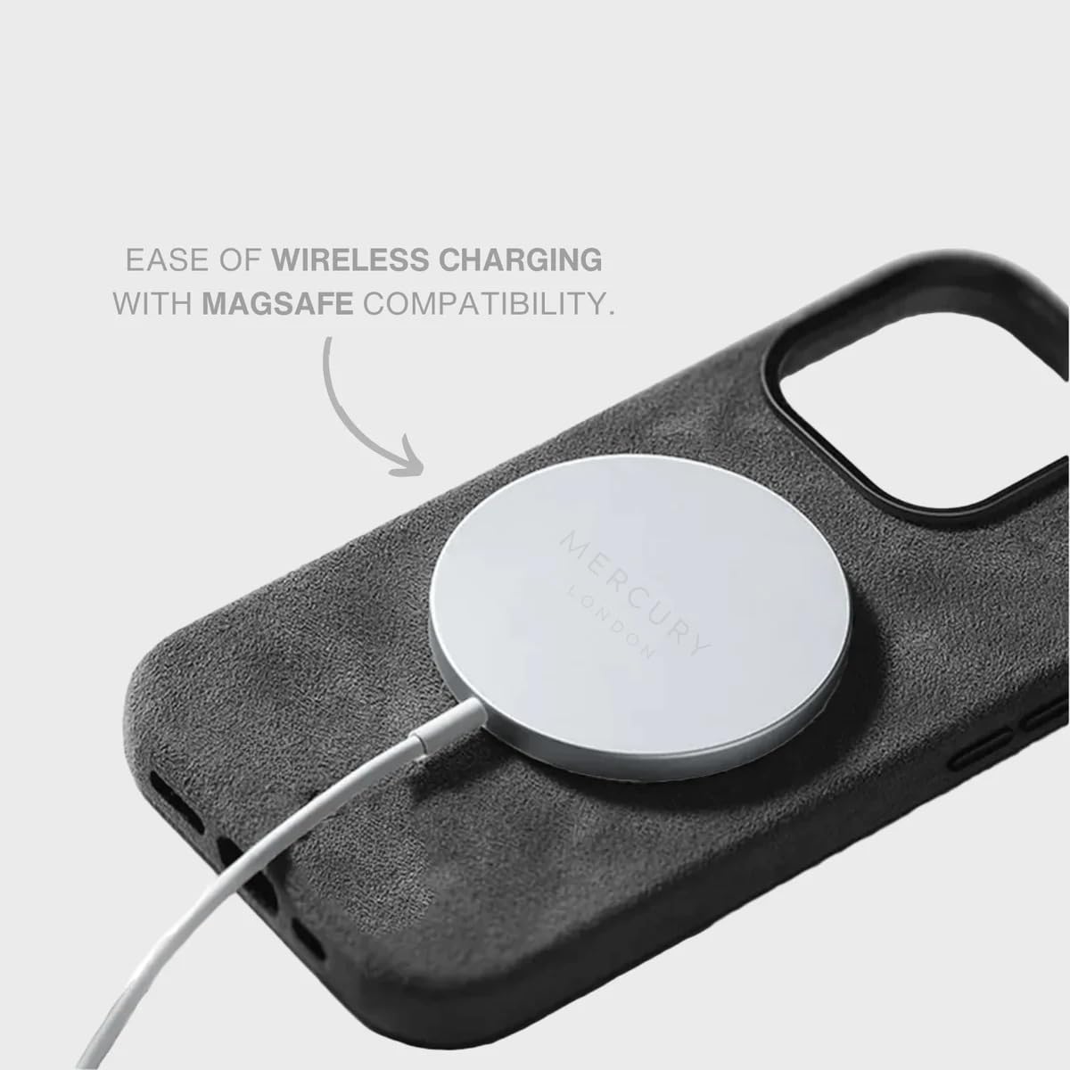 MERCURY LONDON Alcantara Case - Space Gray Edition, MAGSAFE Compatible, Real Alcantara (IPhone 14 Pro Max) - Image 3
