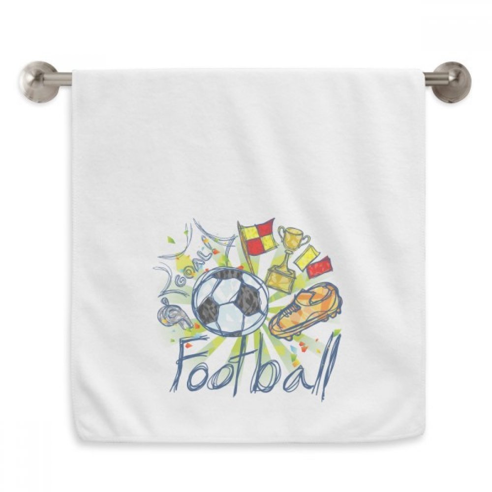 Serviette de toilette football blanche 13x29 pouces imprimé dessin animé