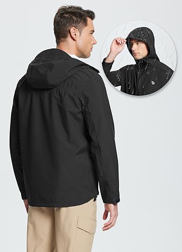 Miniatura 2 de BALEAF Chaqueta impermeable para hombre, ligera, plegable, impermeable, transpirable, rompevientos, senderismo, golf, viajes, al aire libre