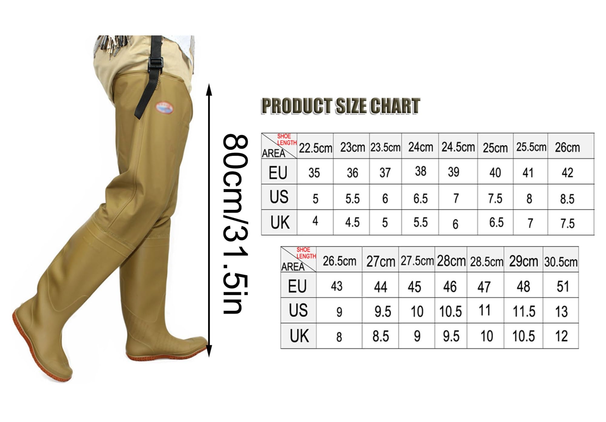 Stivali A Coscia Trampoliere Impermeabile, 80 Stivale Alto e Leggero per Uomo e Donna con Suola Oxford con Tacchetti(42 EU)
