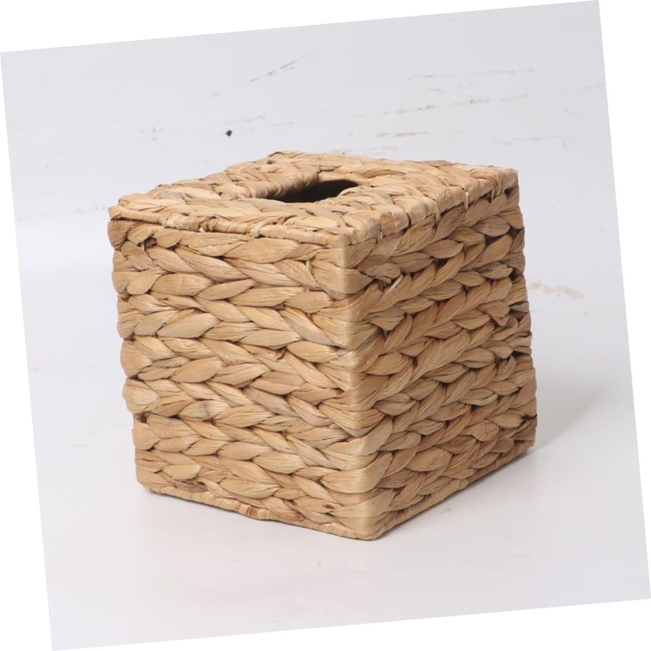IMIKEYA Cestino Porta Fazzoletti Rettangolare Intrecciato Mano in Giunco Naturale Contenitore Di Tessuti Decorativo Per Casa Stile Country Organizer Salvaspazio Per Desktop