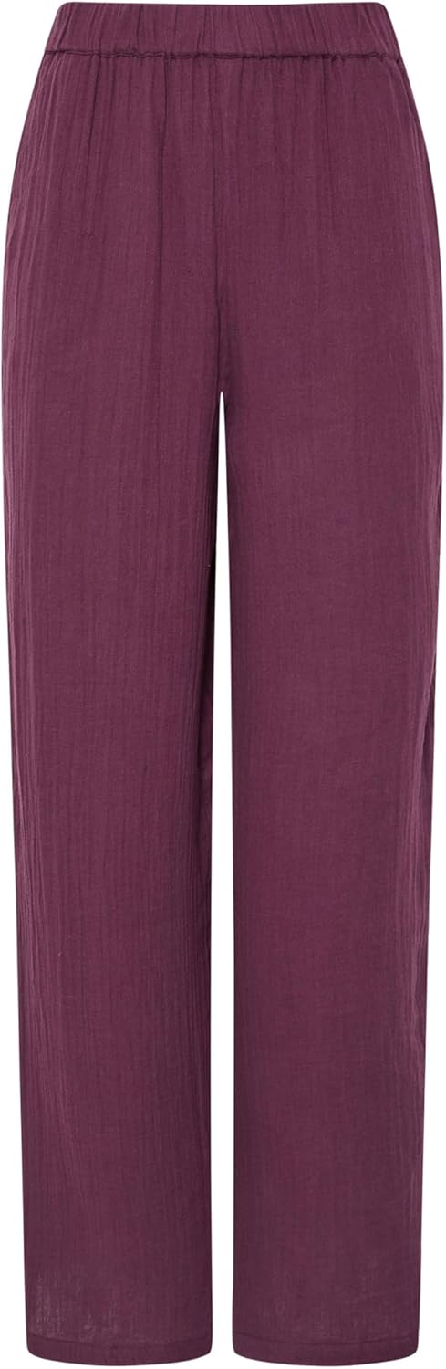 Long Tall Sally LTS Tall Cotton Cheescloth Wide Leg Pants Dark Red