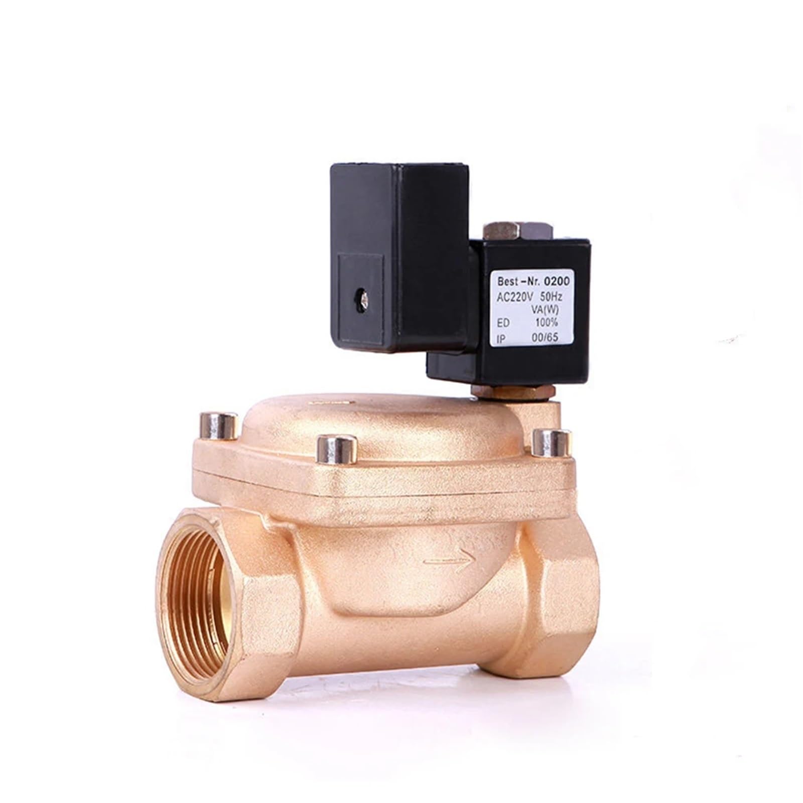 KKCZOFMJ 1-1/2" Brass High Pressure Non Hot Solenoid Valve 220V AC Normally Closed(NPT-220VAC-NBR-SEAL)