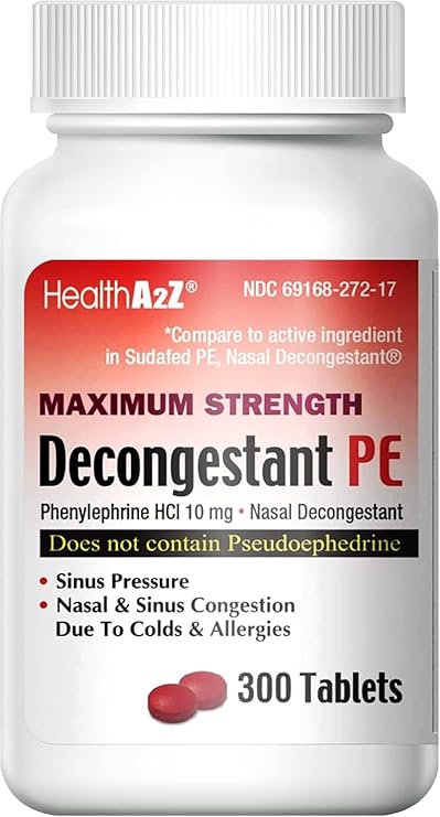 HealthA2Z® Decongestant PE | Phenylephrine HCl 10 mg | Nasal