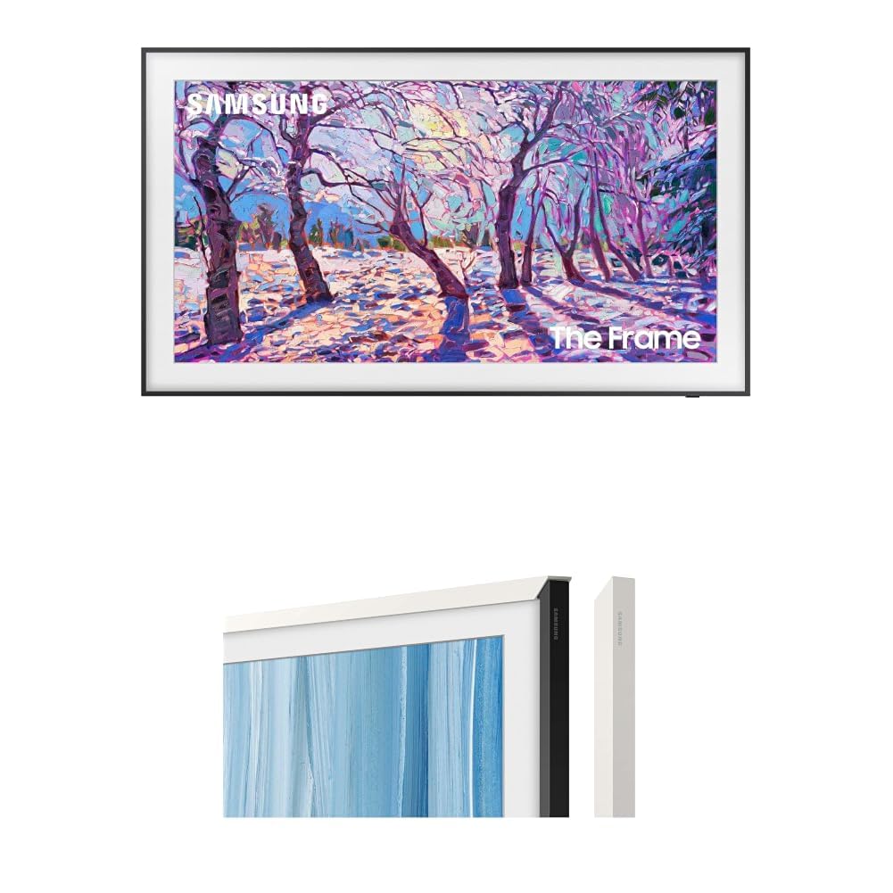 Samsung 32-Inch Class QLED The Frame LS03C Series, 1080p Resolution, (QN32LS03CB) 32" The Frame Customizable Bezel (2026 Model), Magnetic, Easy Installation, VG-SCFH32WTBZA, Modern White