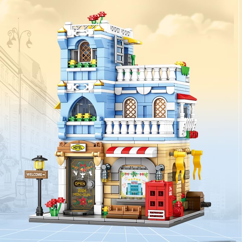 Image of SKY LINE OCEAN City Series Building Blocks Set (713+ Pieces), Urban House & Store Model, DIY STEM Educational Construction Toy for Boys & Girls Age 5+, Durable Bricks, 5-Year Warranty