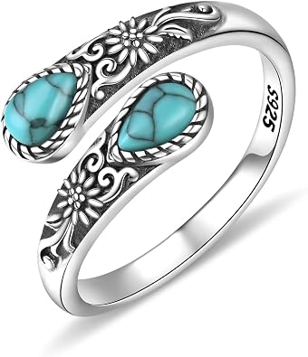 925 Sterling Silver Vintage Spoon Ring for Women Adjustable Thumb Wrap Ring