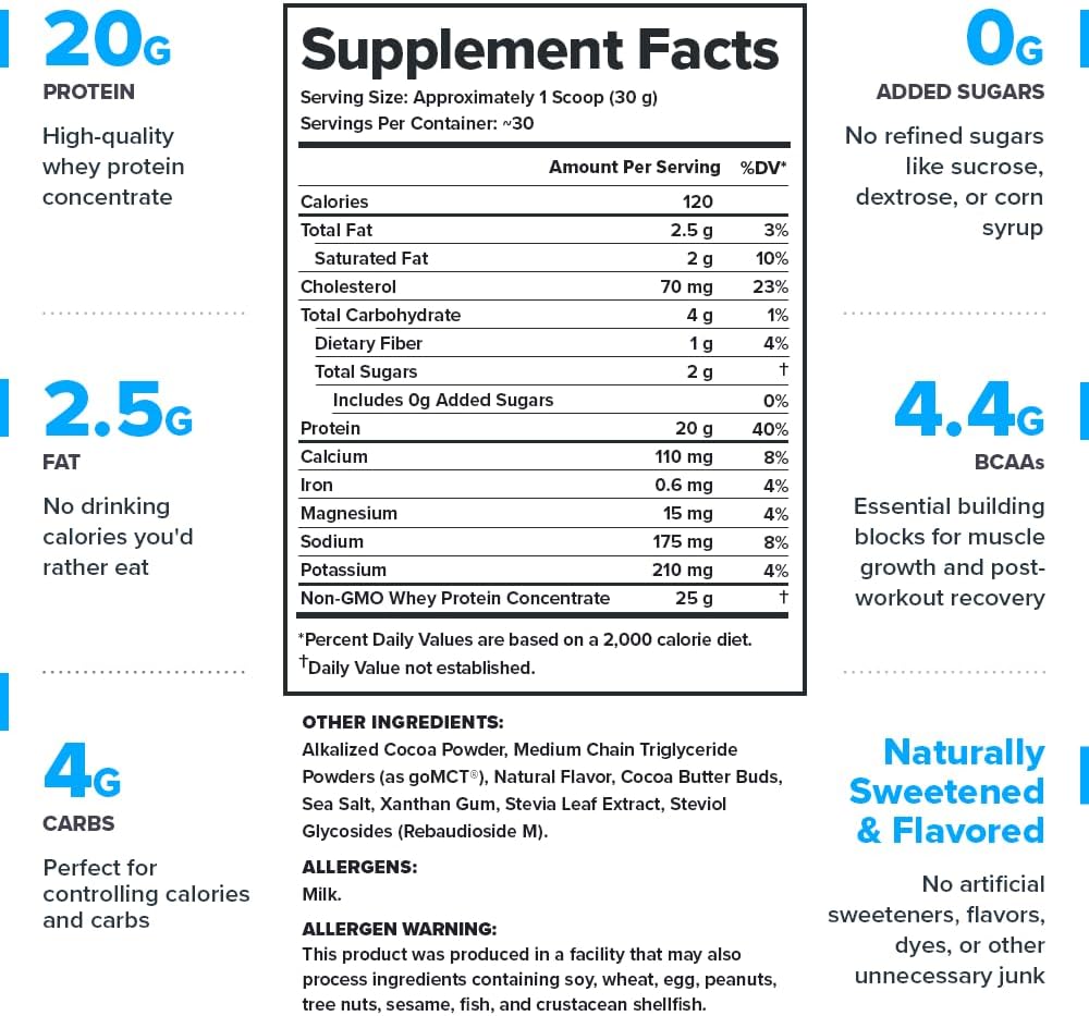 LEGION Whey Protein Powder - Naturally Flavored Whey Protein Concentrate with BCAAs - Supports Muscle Growth & Recovery, Gluten Free, No Added Sugar Protein Powder - Chocolate Flavor (30 Servings) - Image 2