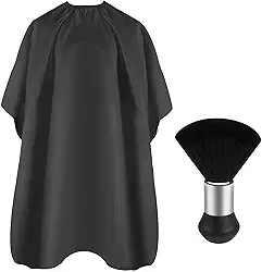 Capa de barbeiro para corte de cabelo com escova espanadora de pescoço, acessórios de barbeiro profissionais suprimentos de limpeza para corte de cabelo (preto)