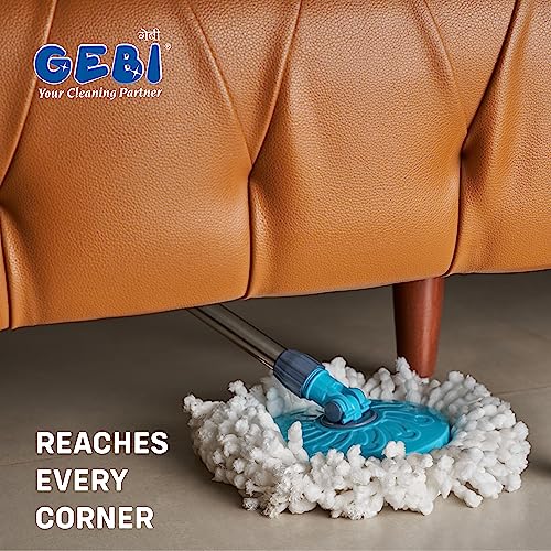 Image of Gebi Super Spin Mop Bucket with 1 Microfiber Refill (Assorted Colours) (Steel Spinner) - 1 pc