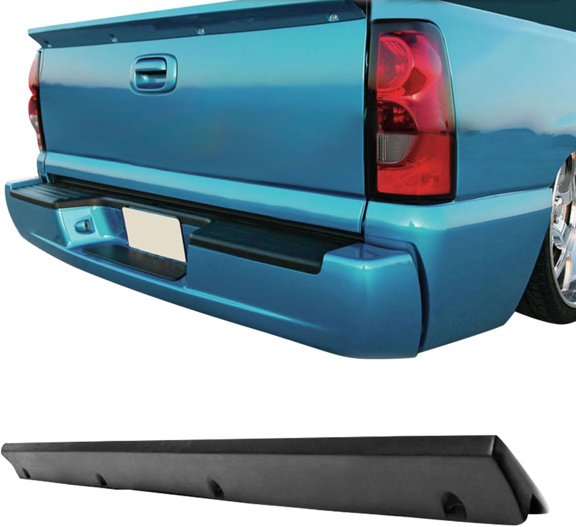 Tailgate Spoiler Cap, Compatible with 2007-2014 Chevy Silverado, SS Style Flexible Polyurethane(PU) Tailgate Molding Spoiler Cap Top Protector Trim, Unpainted Black