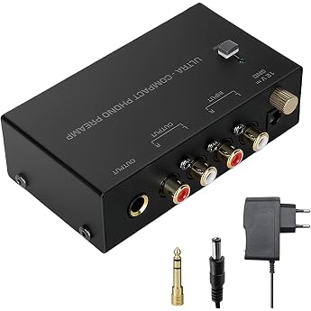 Phono Preamplifier Turntable Preamp for Turntables Phono Preamp for Turntables with DC 12 V Adapter RCA Input & Output Phono Preamp with Level