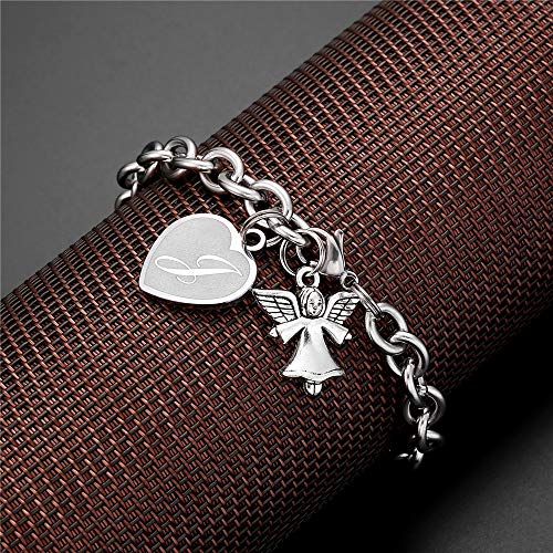 M Mooham Charm Bracelets For Women Girls, Silver Initial Charm Courage Bracelets Stainless Steel Heart Letter J Guardian Angel Bracelet Nurse Gifts Teen Girls Jewelry Toddler Charm Bracelet #TOP2