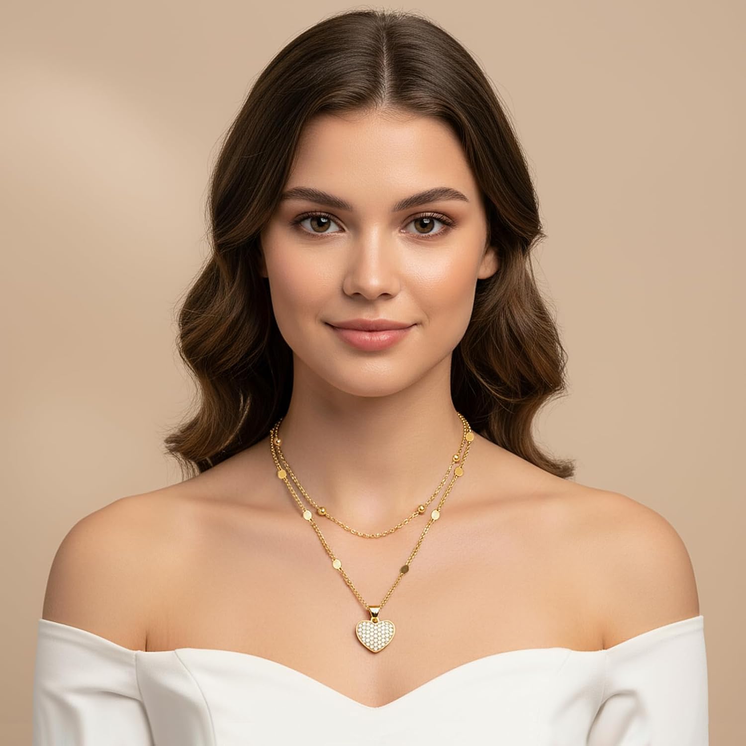 Heart Necklaces for Women 14K Gold Plated Layered Necklace Set with Cubic Zirconia Heart Pendant, Dainty Stackable Choker Chain, Gift for Her - Image 5
