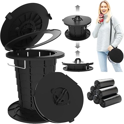 Miniatura 8 de ALEVMOOM Inodoro portátil retráctil para campamento, plegable, automóvil, viaje, con libro, asiento portátil impermeable, capacidad de carga de 880